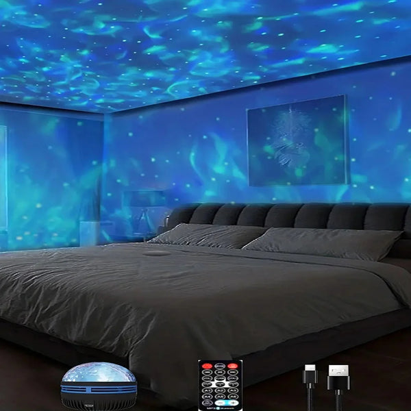 Proyector de Estrellas Galaxy — Olas de Océano y 7 Colores para Habitación