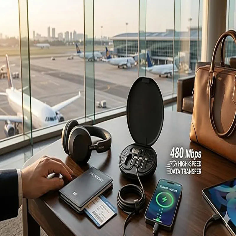 60W USB-C Fast Charging Cable Set - 3 in 1 Travel Organizer Kit