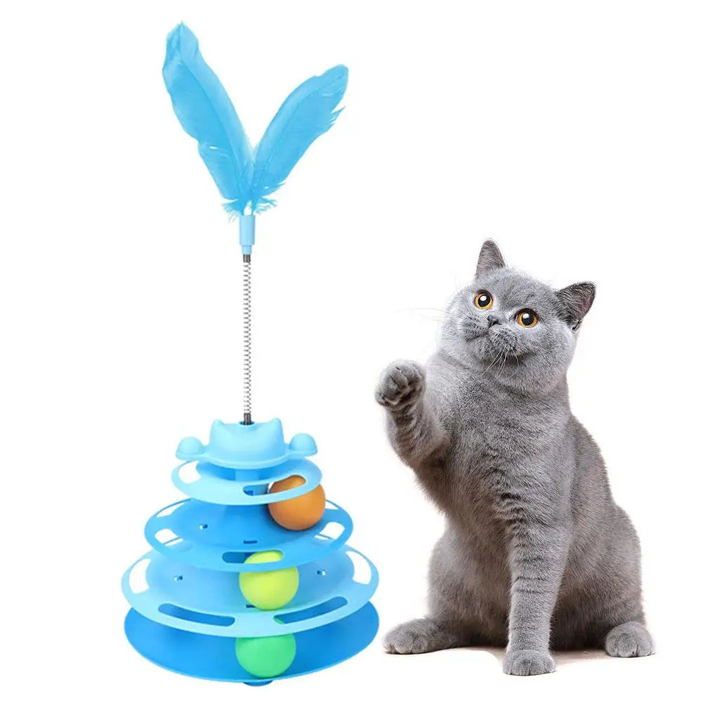 Torre Interactiva para Gatos — 3 Niveles con Pelotitas y Pluma