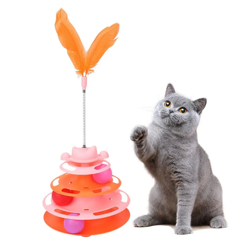 Torre Interactiva para Gatos — 3 Niveles con Pelotitas y Pluma