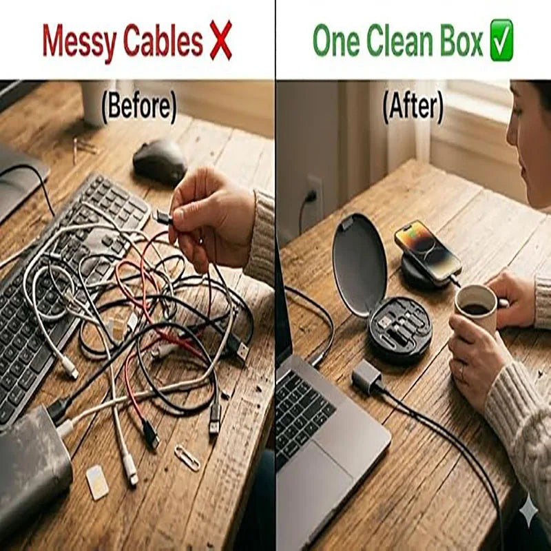60W USB-C Fast Charging Cable Set - 3 in 1 Travel Organizer Kit